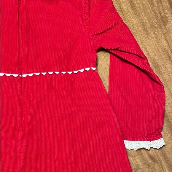 Hanna Andersson Red Corduroy Dress with Lace Trim - Picture 10 of 13